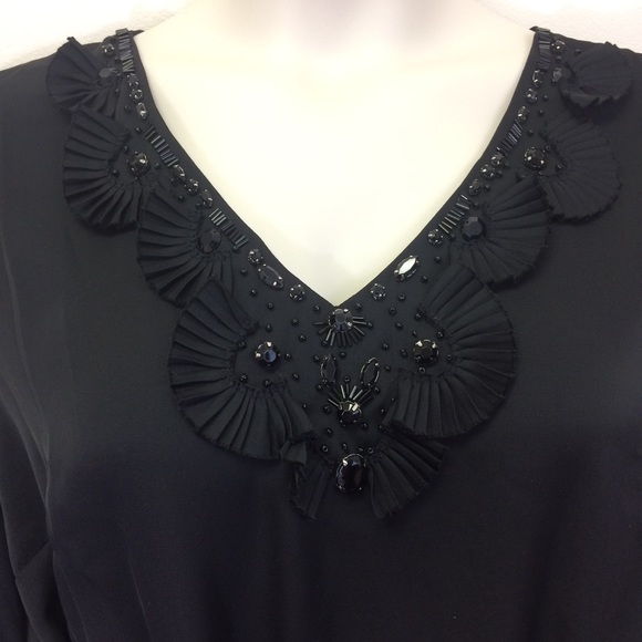 Liz Lange Jewel Neckline Black Tunic w/ Belt NWOT - Picture 3 of 8